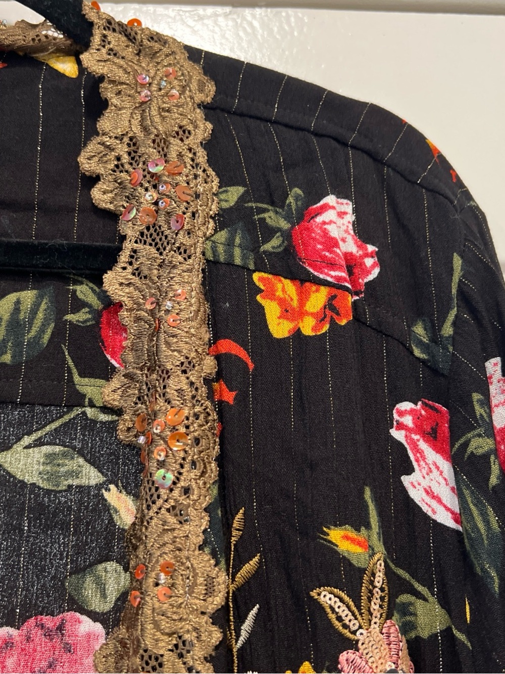 Aratta Silent Journey kimono open cardigan lace embroidered sequence floral XL - Picture 4 of 10